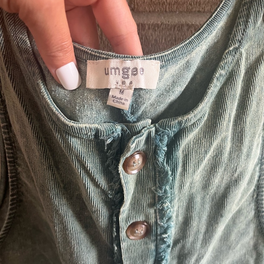 Umgee Teal Button-Front Jumpsuit - Picture 4 of 4